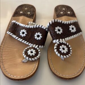 Jack Rogers Brown and White Floral Sandals